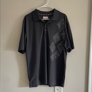 Hogan Black Polo with Subtle Diamond Graphic